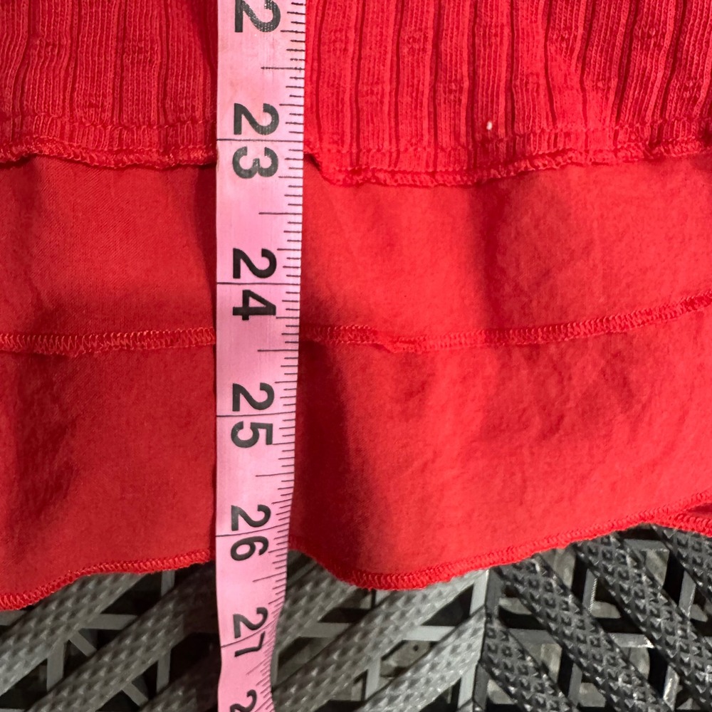 Soft Surroundings Red Ribbed V-Neck Tunic Top Ruffle Hem 3/4 Sleeve Small - Picture 5 of 6